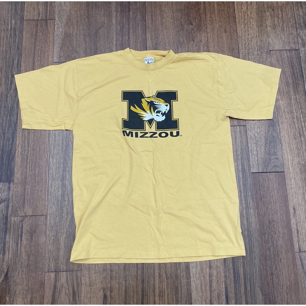 Vintage 1990s Alore Mizzou U Of Missouri Single Stitch Yellow T Shirt Size XL